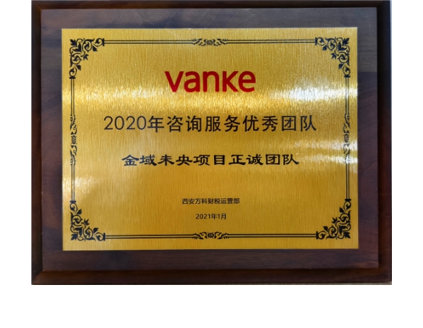 萬科-2020年咨詢服務優(yōu)秀團隊